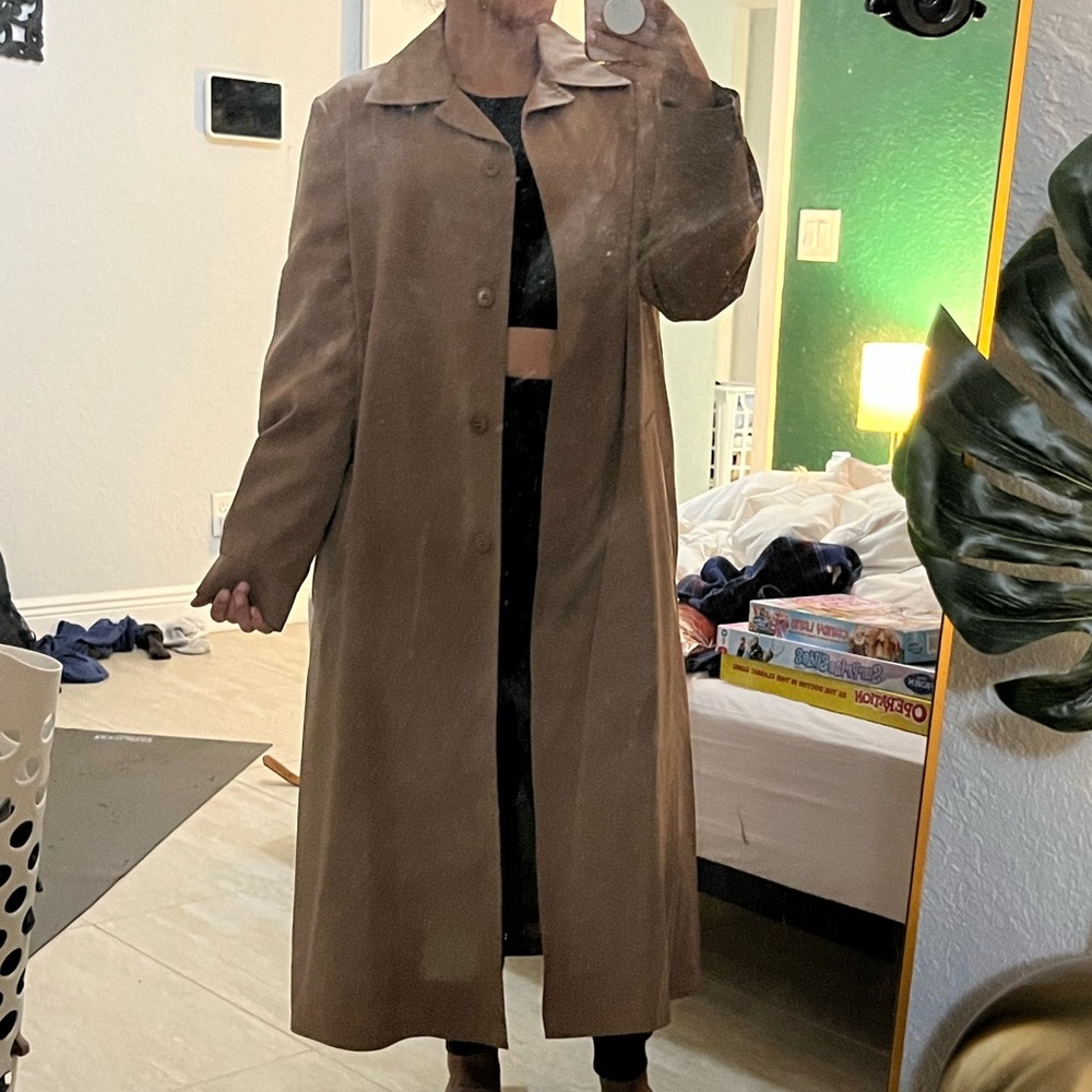 FALL STAPLE: Vintage London Fog Dark Khaki Long Classic Trench Coat Sz. 14 Reg